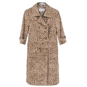 KAKO NOS Vintage Burnout Velvet Leopard Print Trench Women's Animal Print Jacket